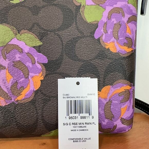NWT Coach Mini Rowan File Bag In Signature Canvas With Rose Print - Picture 6 of 8